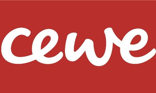 Cewe Logo: Schriftzug CEWE ins weiß auf rotem Grund
