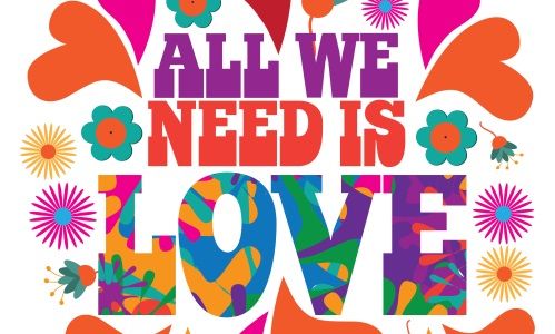 Neues Deckblatt VHS Programmheft mit Aufschrift: All We Need Is Love